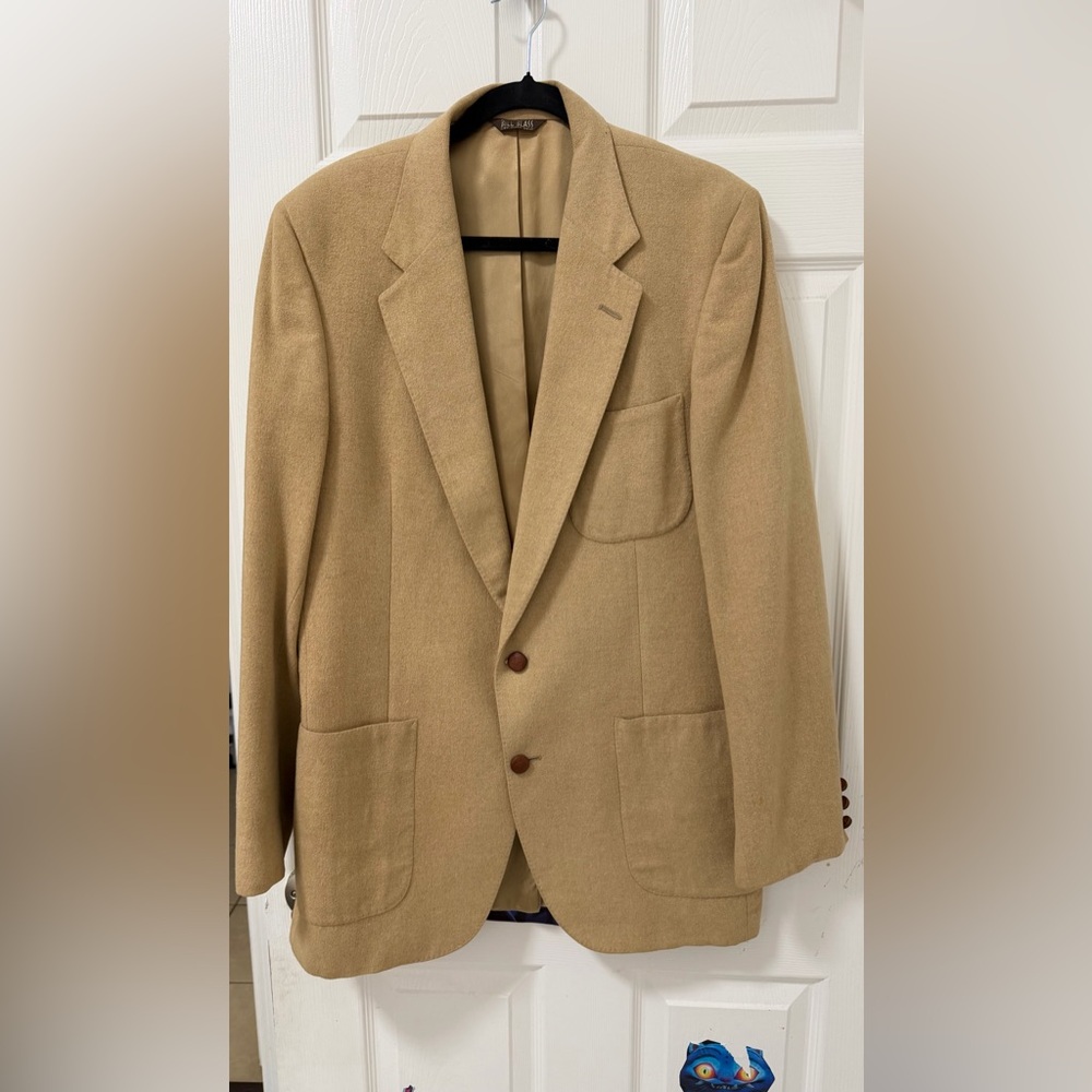 Men's Tan 100% camel hair Blazer - Classic Single-Breasted Jacket